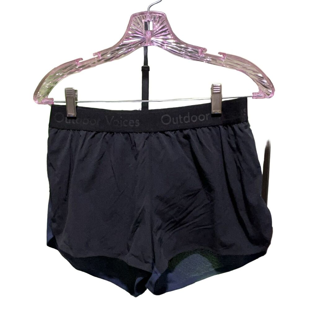 Outdoor Voices Flow Running Shorts Women's S Black Lined Stretch Athletic